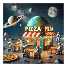 Lunar Pizza Shop Artwork Space-Themed