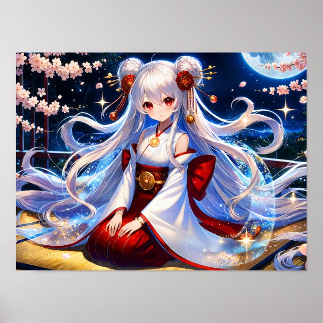 Lunar Princess Under Cherry Blossoms Poster (Front)
