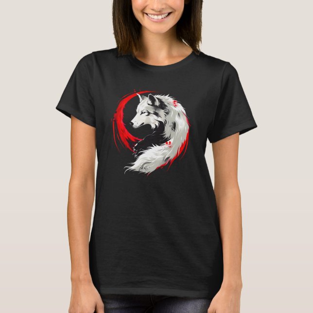 Lunar Red White Wolf T-Shirt (Front)