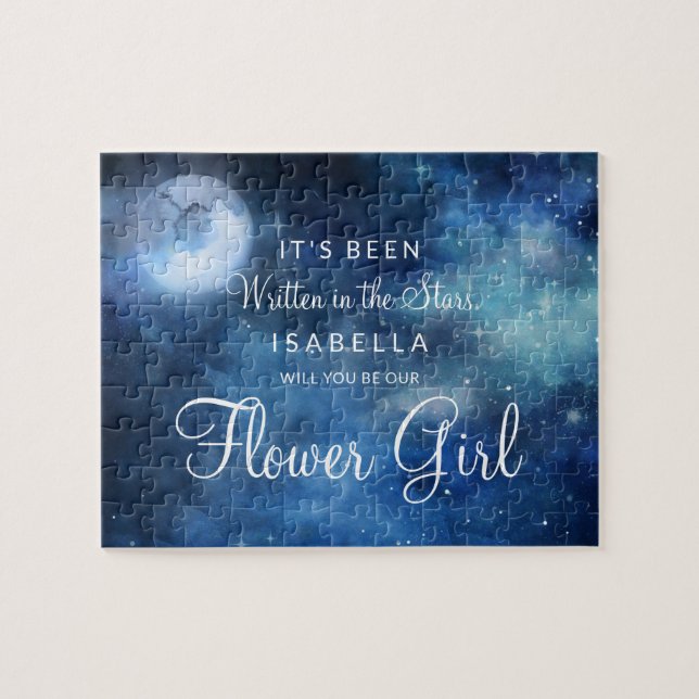 Lunar Sky Full Moon Be Our Flower Girl Proposal Jigsaw Puzzle (Horizontal)