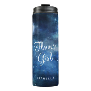 Lunar Sky Full Moon Celestial Galaxy Flower Girl Thermal Tumbler