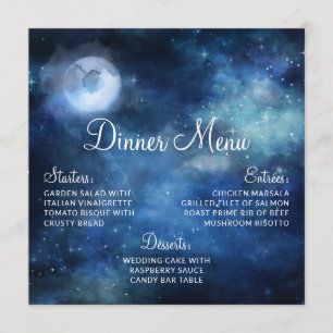 Lunar Sky Full Moon Celestial Galaxy Square Dinner Menu