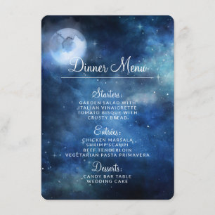 Lunar Sky Full Moon Celestial Galaxy Stars Dinner Menu
