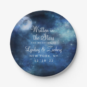 Lunar Sky Full Moon Celestial Galaxy Wedding Paper Plate