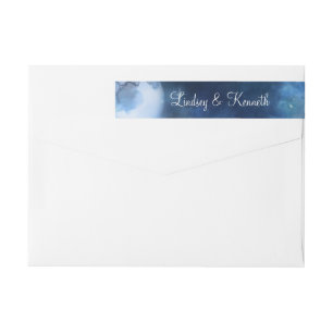 Lunar Sky Full Moon Celestial Monogram Wedding Wrap Around Label