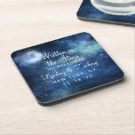 Lunar Sky Full Moon Celestial Wedding Monogram Coaster<br><div class="desc">Lunar Sky Full Moon Celestial Galaxy Watercolor Design, with Night Shining Stars, and Glowing Moon Design on a luxurious Navy Blue, Pale Blue, and hints of purple watercolor texture. With Modern Typography Script Fonts. A trendy Magical design - Personalised Wedding Dinner Reception Table Decor Monogram Coasters! ~ Check my shop...</div>