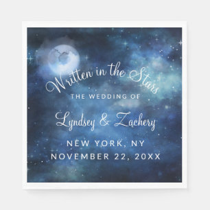 Lunar Sky Full Moon Celestial Wedding Monogram Napkin