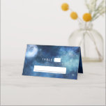 Lunar Sky Full Moon Seating Wedding Table Number Place Card<br><div class="desc">Lunar Sky Full Moon Celestial Galaxy Watercolor Design, with Night Shining Stars, and Glowing Moon Design on a luxurious Navy Blue, Pale Blue, and hints of purple watercolor texture. With Modern Typography Script Fonts. A trendy Magical design - Personalised Wedding Reception Guest Seating Table Number Place Card! ~ Check my...</div>