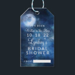 Lunar Sky Full Moon Stars Bridal Display Shower Gift Tags<br><div class="desc">Lunar Sky Full Moon Celestial Galaxy Watercolor Design, with Night Shining Stars, and Glowing Moon Design on a luxurious Navy Blue, Pale Blue, and hints of purple watercolor texture. With Modern Typography Script Fonts. A trendy Magical design - Personalised Wedding Bridal Shower Display Gift Tags! ~ Check my shop to...</div>