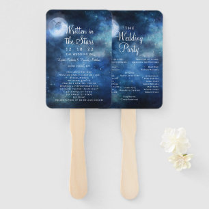 Lunar Sky Full Moon Stars Wedding Ceremony Program Hand Fan