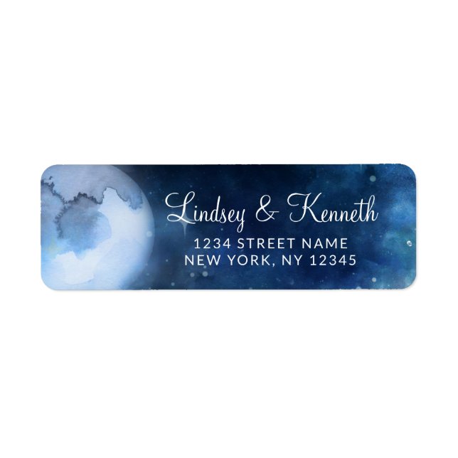 Lunar Sky Full Moon Stars Wedding Return Address (Front)