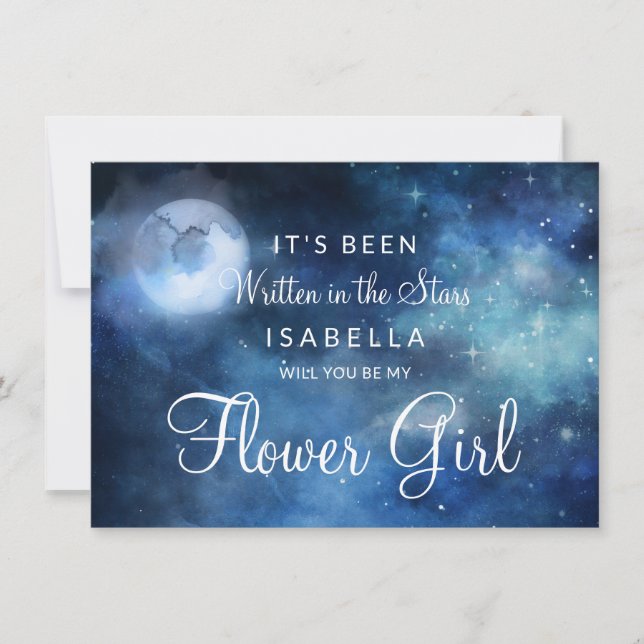 Lunar Sky Moon Be My Flower Girl Proposal Card (Front)