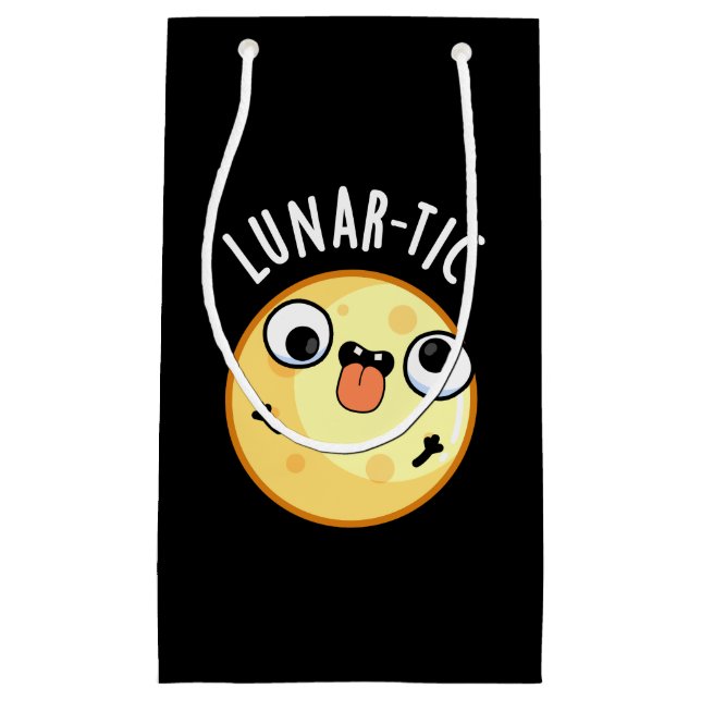 Lunar-tic Funny Astronomy Moon Pun Dark BG Small Gift Bag (Front)