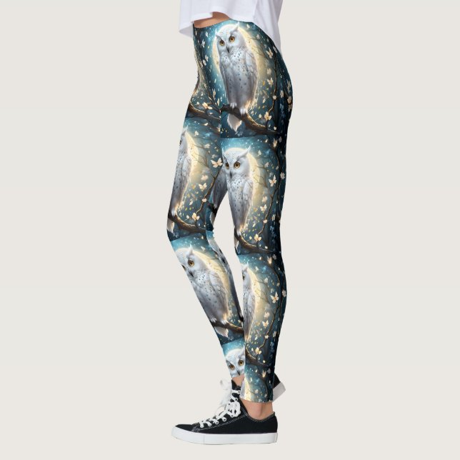 Lunar Vigil: The White Snow Owl Leggings (Left)