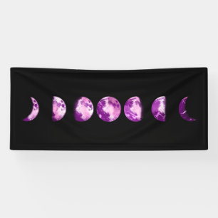 ** Lunar Wax Wan Full Purple Violet Moon Phases Banner