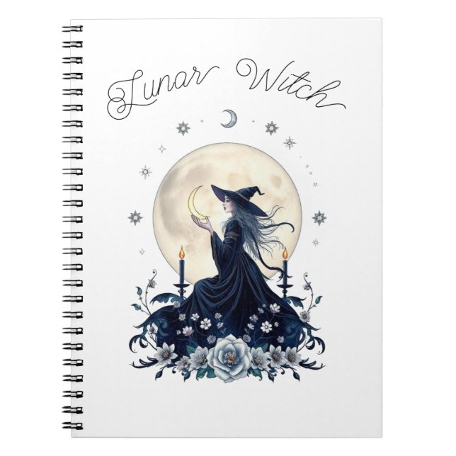 Lunar Witch Celestial Art Personalised Notebook (Front)