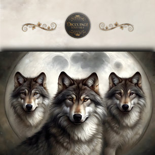 Lunar Wolf Pack Decoupage Tissue Paper