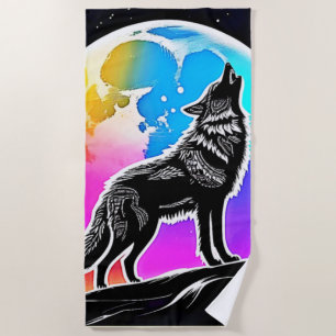 Lunar Wolf Serenade Design Beach Towel