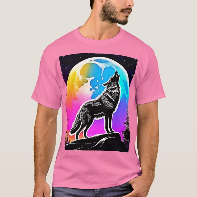 Lunar Wolf Serenade Design T-Shirt (Front)