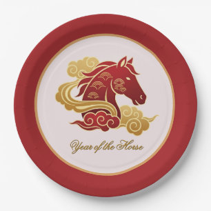 Lunar Year of the Horse New Years Eve Party Paper Plate