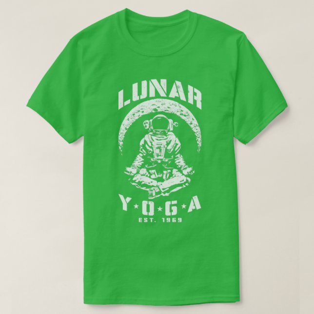 Lunar Yoga Astronaut Crescent Moon Space Science M T-Shirt (Design Front)