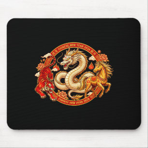 Lunar Zodiac Dragon Tiger Horse Harmony Chinese Ne Mouse Pad