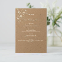 Lunaria Kraft Boho Wedding Menu Card
