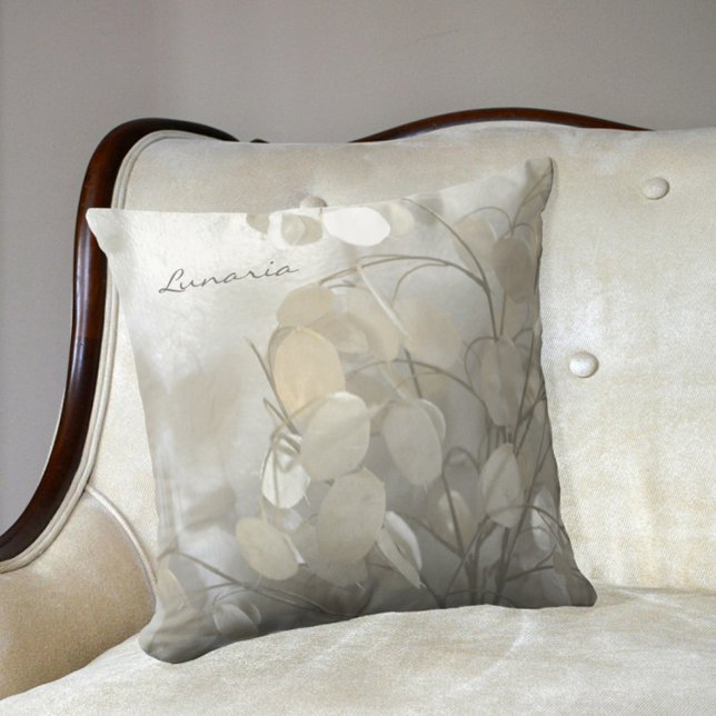Lunaria Silver Dollar Elegant White Grey Cream Cushion (Creator Uploaded)