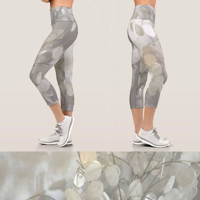 Lunaria Silver Dollar Floral Camo Capri Leggings (Creator Uploaded)