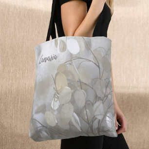 Lunaria Silver Dollar Floral Personalised Tote Bag
