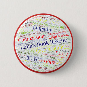 Luna's Book Rescue 6 Cm Round Badge