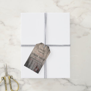 Lunatic Asylum Halloween Birthday Thank You Gift Tags