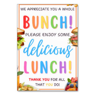 Lunch Appreciation Sign, Lunch Teacher Thank You