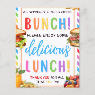  Lunch Appreciation Sign, Lunch Teacher Thank You  Flyer