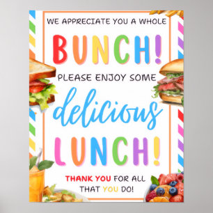 Lunch Appreciation Sign, Lunch Teacher Thank You Poster