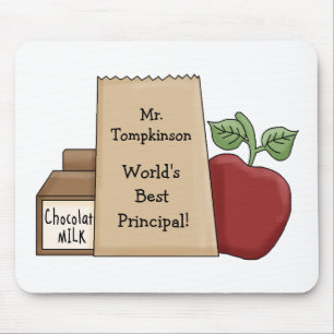 Lunch bag/Apple-World's Best Principal! Mouse Pad