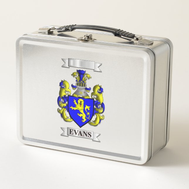 Lunch Box Evans Family Surname And  Shield (Front)