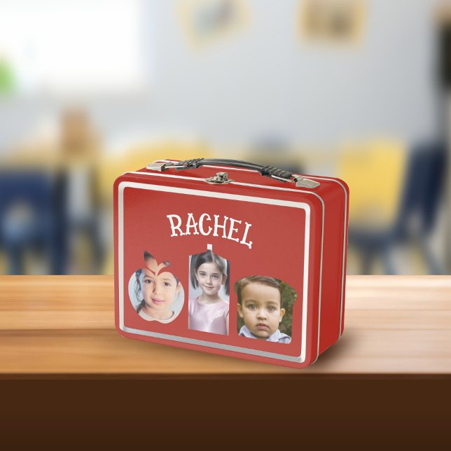 Lunch box for School | Healthy food shapes (lunch box | tiffin box | for kids and teens | lunch box metal | red | healthy food shape | custom)