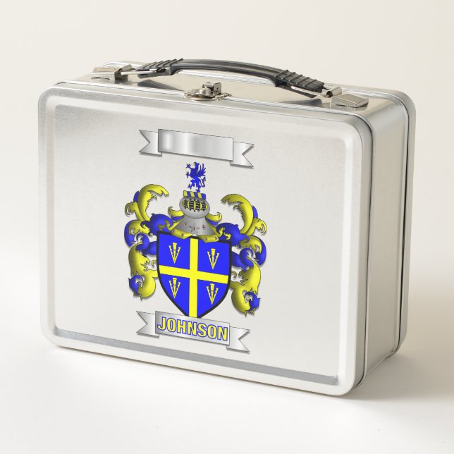 Lunch Box Johnson Family Surname And Shield (Front)