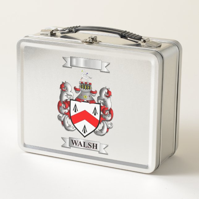 Lunch Box Walsh Irish Surname And Shield (Front)