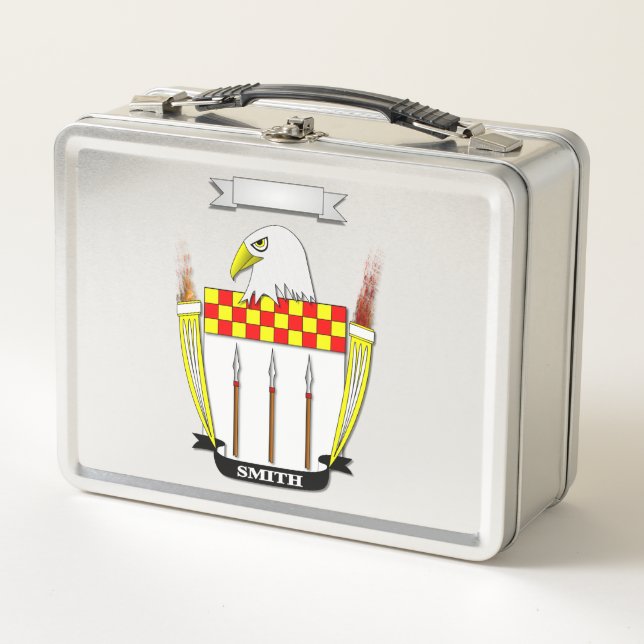 Lunch Box with Smith Family Surname and Shield  (Front)