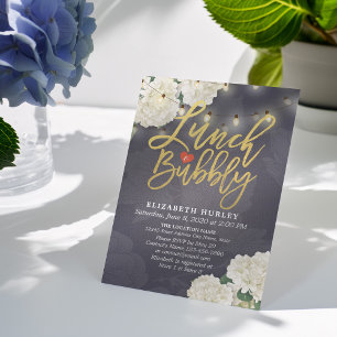 Lunch & Bubbly Bridal Shower Flowers String Lights Invitation