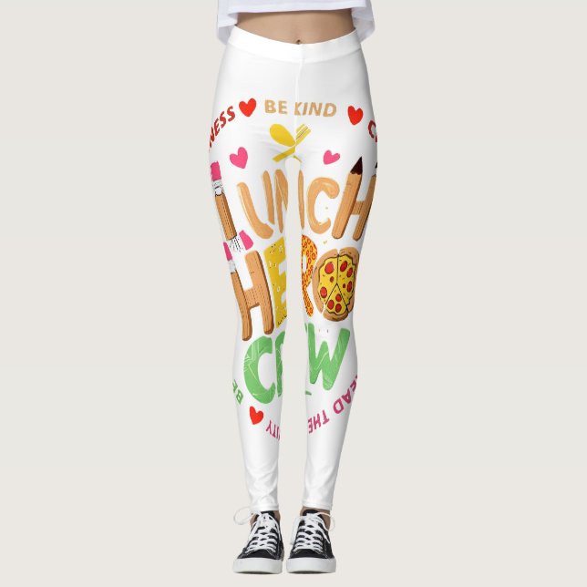 Lunch Hero Crew Shirt, Lady Cafeteria Squad Worker Leggings (Front)