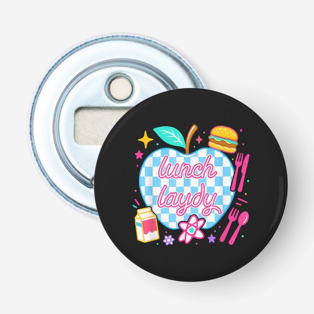 Lunch Lady Back to School Chequered First Day Bottle Opener (Front)