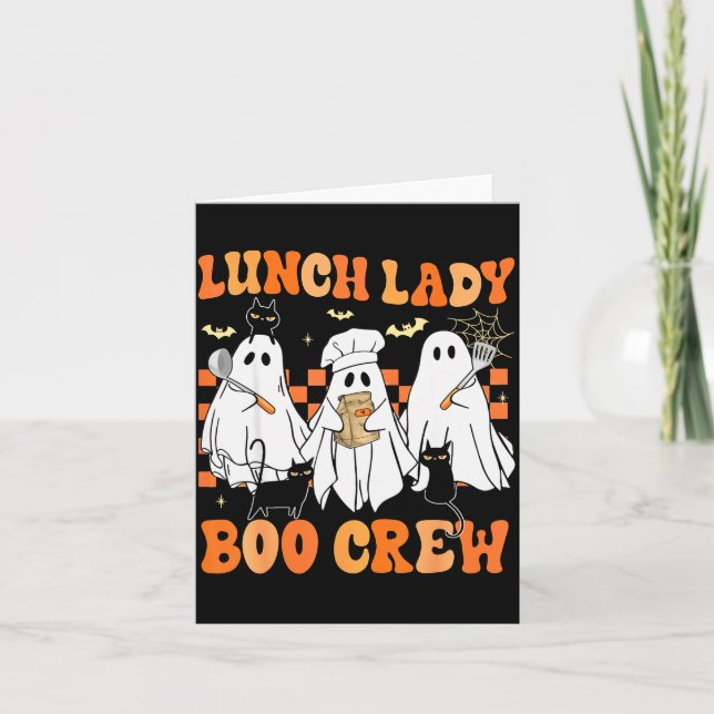 Lunch Lady Boo Crew Ghost Chef Funny Cafeteria Wor Card (Front)