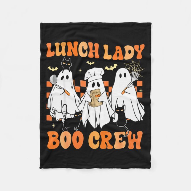Lunch Lady Boo Crew Ghost Chef Funny Cafeteria Wor Fleece Blanket (Front)