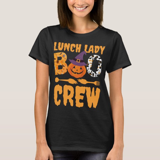Lunch Lady Boo Crew School Cafeteria Halloween T-Shirt (Front)