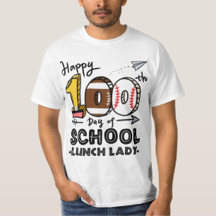 Lunch Lady Cafeteria Happy 100th day of school 100 T-Shirt