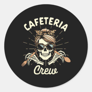 Lunch Lady Cafeteria Worker Squad Skeleton Cafeter Classic Round Sticker