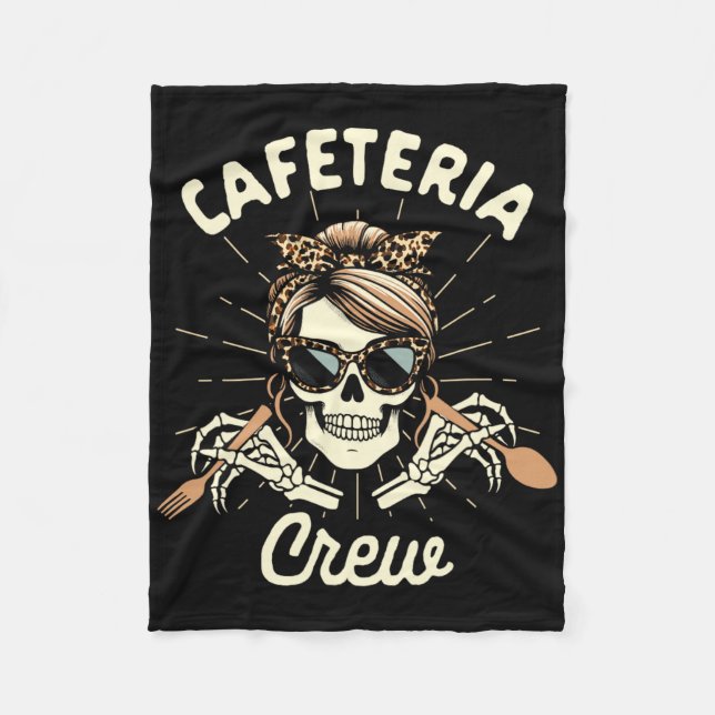 Lunch Lady Cafeteria Worker Squad Skeleton Cafeter Fleece Blanket (Front)